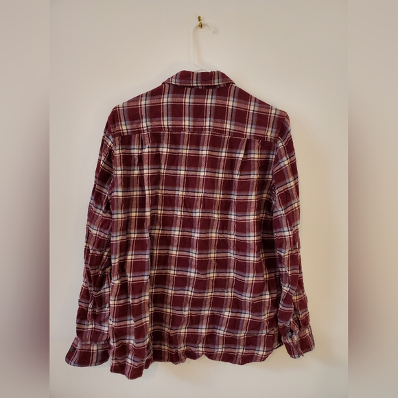 Burgundy Plaid Uniqlo Flannel Shirt - Picture 2 of 3
